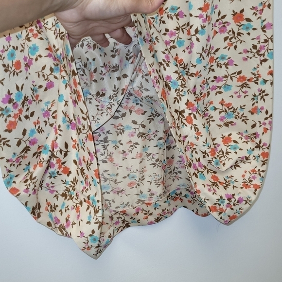 Vintage 70s Montgomery Wards Beige Print Floral Spring Dress Size 16 - Picture 8 of 12